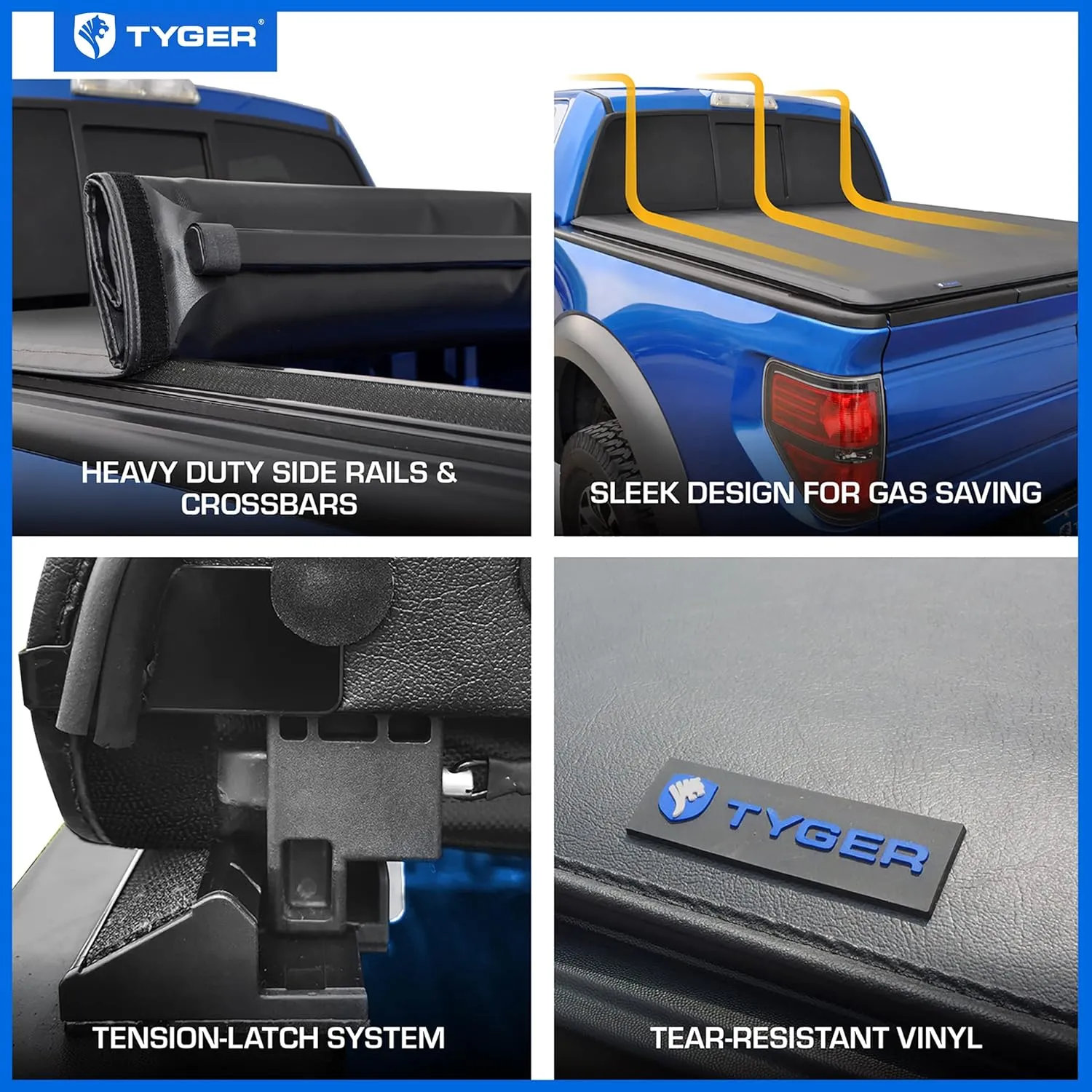 Tyger Auto T1 Soft Roll Up Truck Bed Tonneau Cover Compatible with 2015-2018 Chevy Colorado / GMC Canyon | Fleetside 5'2" Bed (61") | TG-BC1C9012 , Black