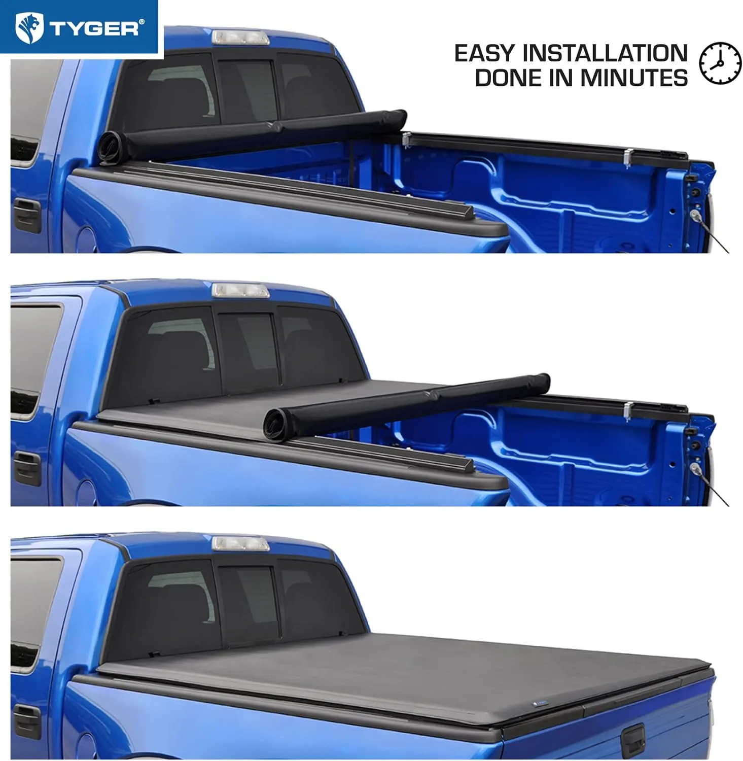 Tyger Auto T1 Soft Roll Up Truck Bed Tonneau Cover Compatible with 2015-2018 Chevy Colorado / GMC Canyon | Fleetside 5'2" Bed (61") | TG-BC1C9012 , Black