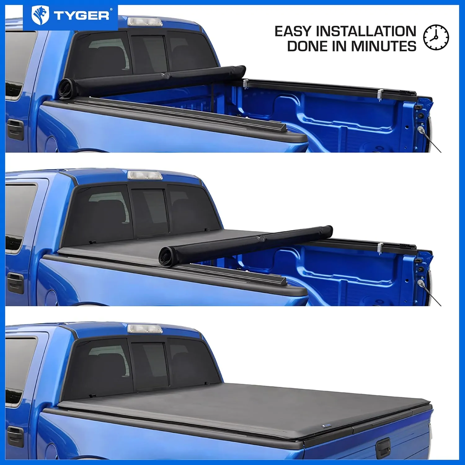 Tyger Auto T1 Soft Roll Up Truck Bed Tonneau Cover Compatible with 2015-2018 Chevy Colorado / GMC Canyon | Fleetside 5'2" Bed (61") | TG-BC1C9012 , Black