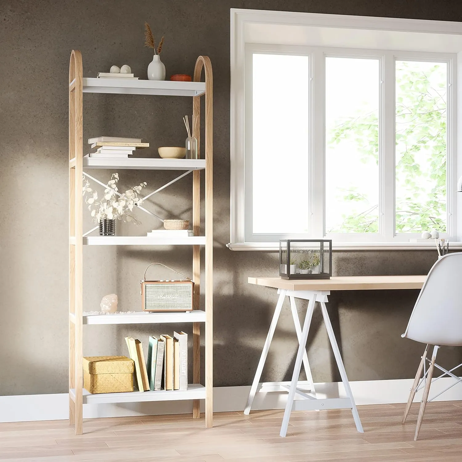 Umbra Bellwood 5-Tiered Freestanding Shelf White/Natural