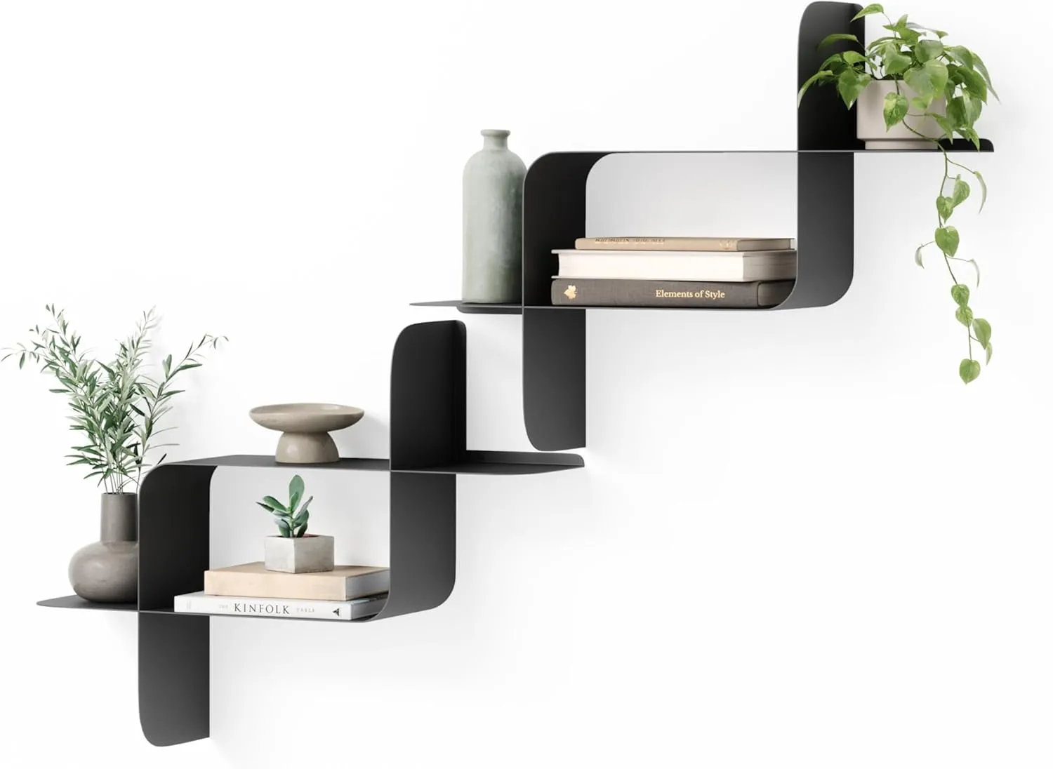 Umbra Montage Floating Wall Shelf, Metal, Set of 2, Black