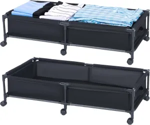 Under Bed Storage with Wheels, 2Pack Under Bed Rolling Storage Containers, Under Bed Storage Drawer for Shoes, Toys, Clothes and Blankets