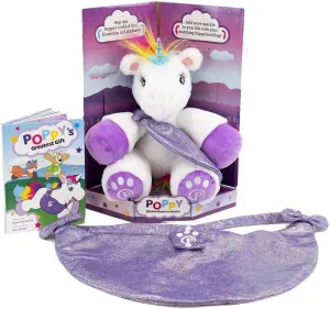 Unicorn Stuffed Animal for Kids (Poppy's The Greatest Present Set) - Stuffed Unicorn Plush Toy with Book, Plushies, Plush Animal - Orange