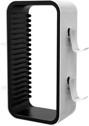 Universal Games Storage Tower Pro - for Up to 18 Games - with Controller Holder for up to 4 Gamepads - Gaming Accessories for PS5, PS4, PS3, Xbox X/S/One, Switch, Switch OLED, BluRay,