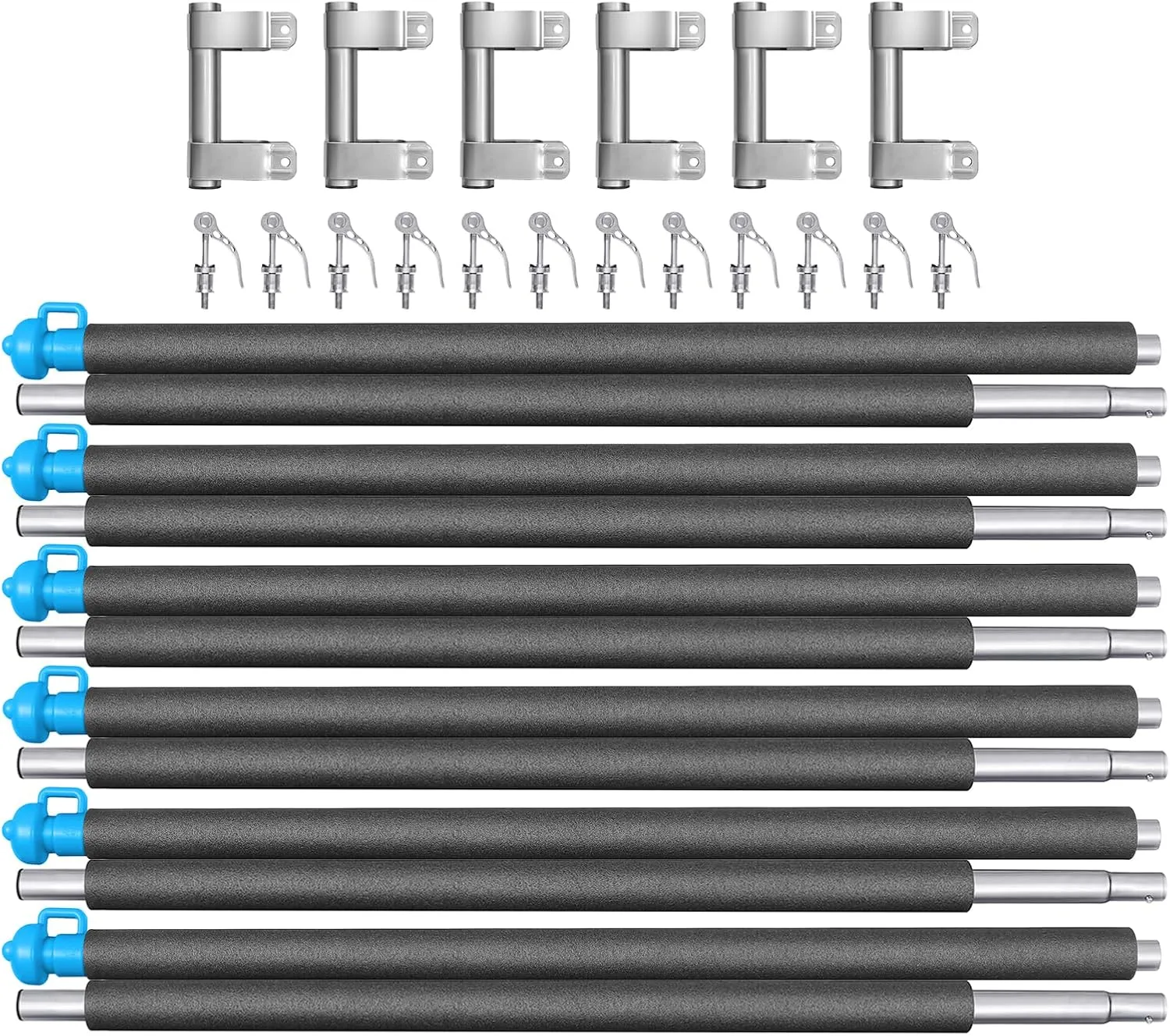 Universal Trampoline Replacement Enclosure Poles with Clamp and Hardware Fits 6 Straight Poles Trampoline