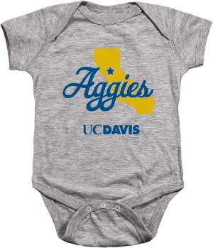 University of California Davis Official State Shape Unisex Infant Snap Suit for Baby