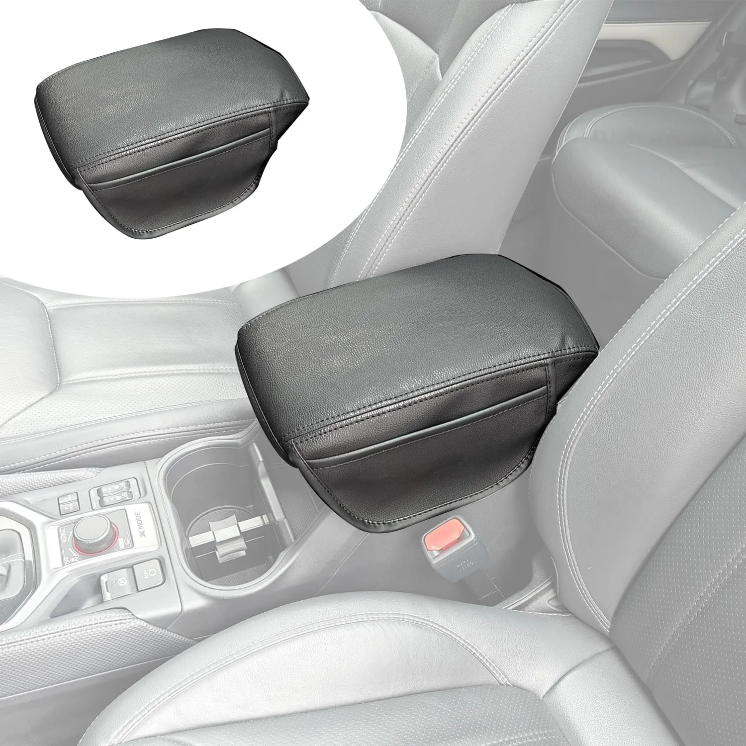 Upgraded Car Center Console Cover,Leather Car Armrest Cover Cushion with 2 Storage Bags,Car Armrest Storage Box Car Interior Accessories for Subaru Forester SK 2019 2020 2021 2022 2023 2024