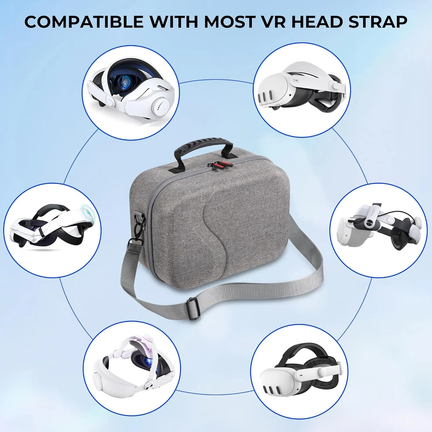 Upgraded Carrying Case for Meta Quest 3, Hard Travel Case Compatible with BOBOVR S3 Pro/KIWI Design Battery Head Strap, Oculus Quest 3 Controller and Accessory, Large Hard Shell Travel Bag(XL, Grey)
