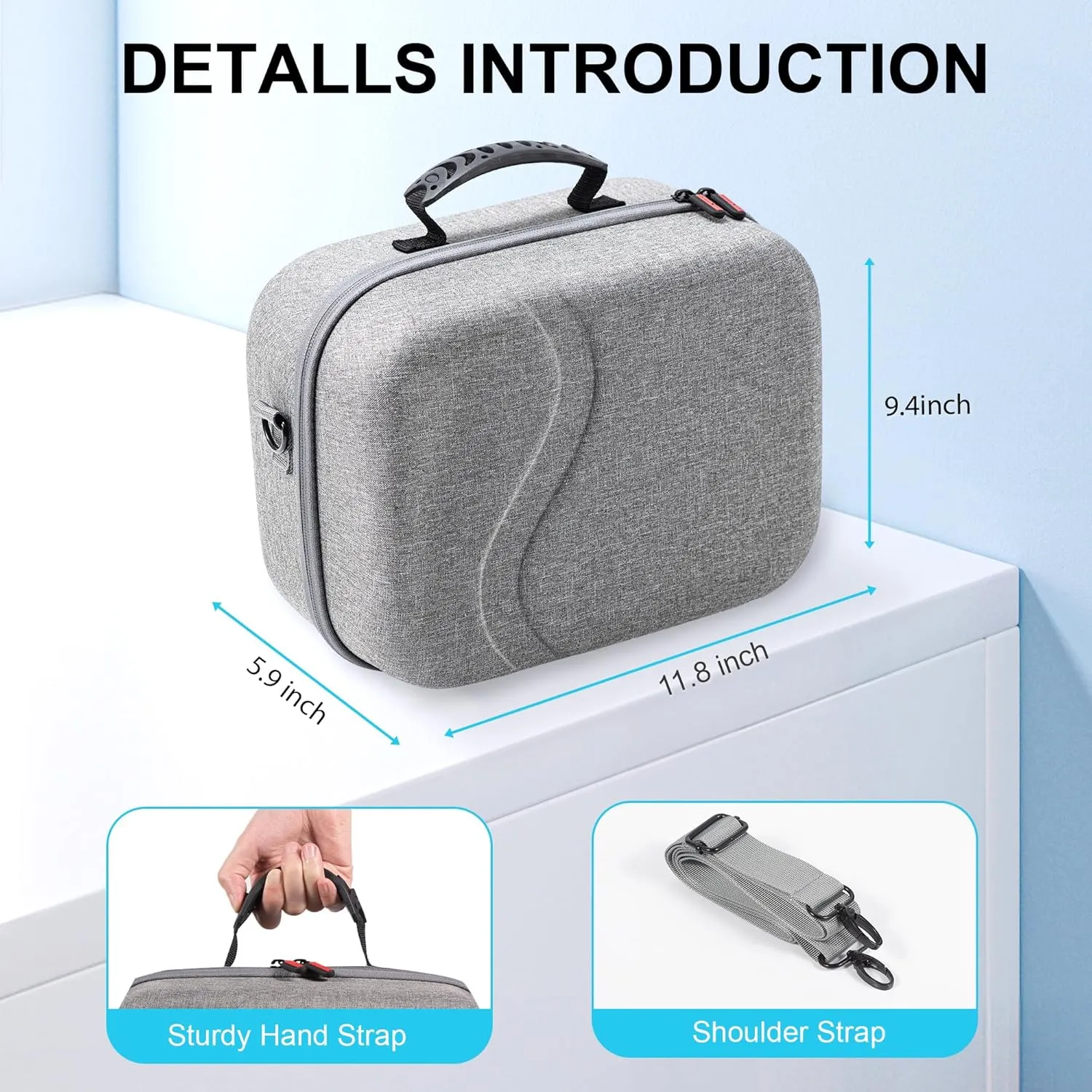 Upgraded Carrying Case for Meta Quest 3, Hard Travel Case Compatible with BOBOVR S3 Pro/KIWI Design Battery Head Strap, Oculus Quest 3 Controller and Accessory, Large Hard Shell Travel Bag(XL, Grey)