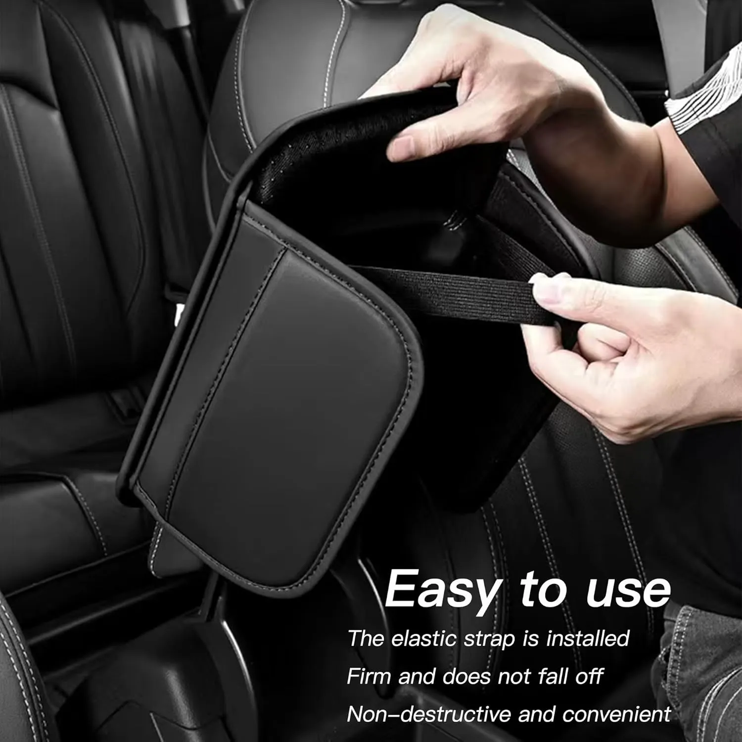 Upgraded Universal Car Center Console Cover, Microfiber Leather Armrest Cover with Storage Bags, Car Armrest Cushion, Comfortable and Durable Interior Accessory for Most Vehicles, Flower