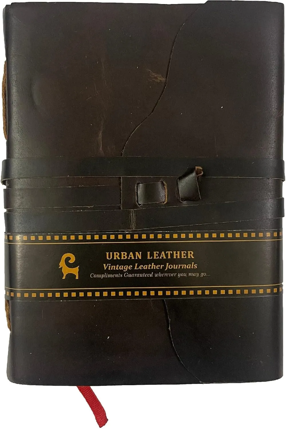 Urban Leather Rustic Black Vintage Journal for Men Women - Sketchbook Scrapbook Writing Notebook, Blank Unlined Pages