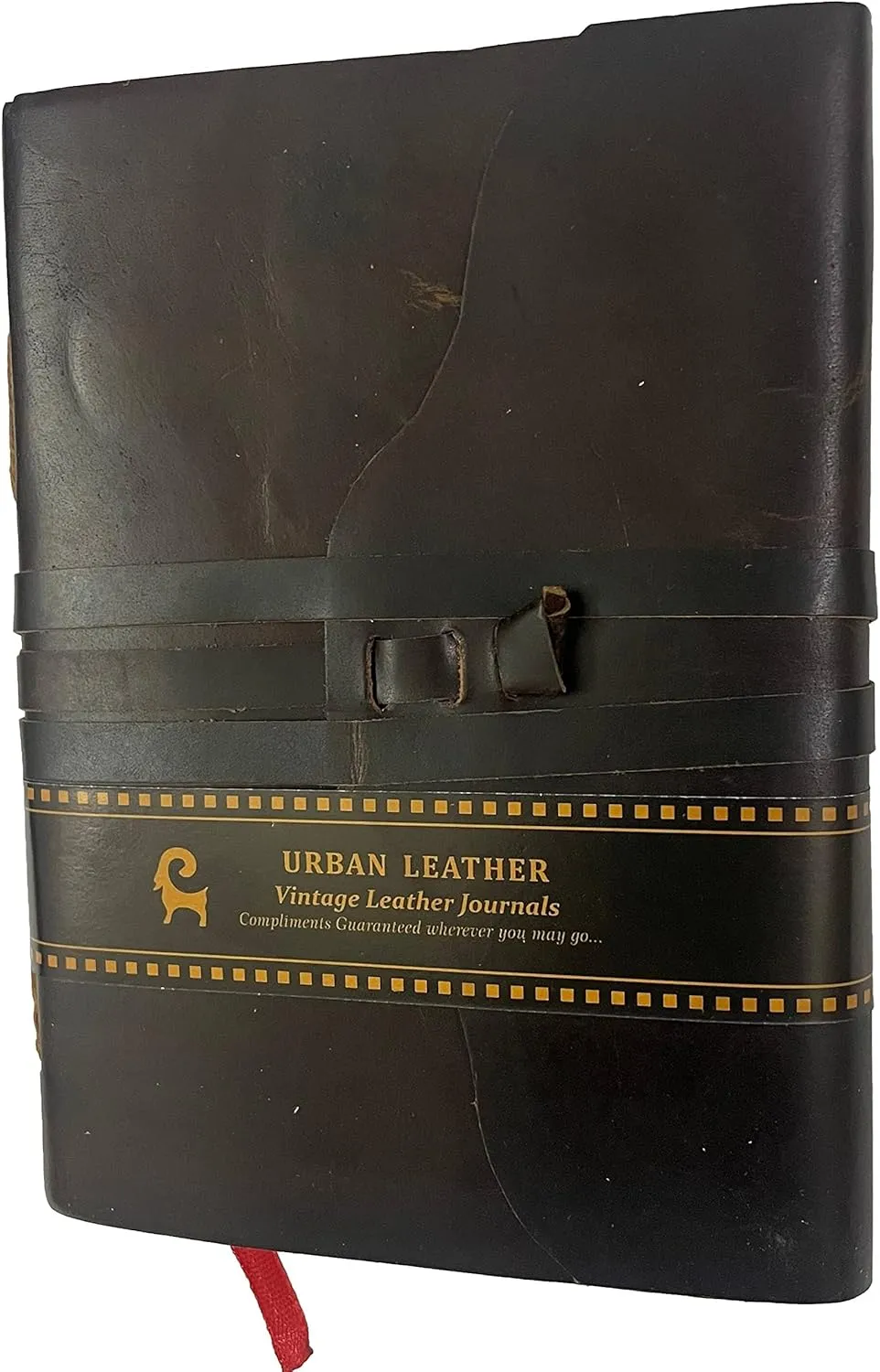 Urban Leather Rustic Black Vintage Journal for Men Women - Sketchbook Scrapbook Writing Notebook, Blank Unlined Pages
