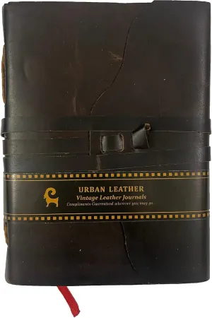Urban Leather Rustic Black Vintage Journal for Men Women - Sketchbook Scrapbook Writing Notebook, Blank Unlined Pages