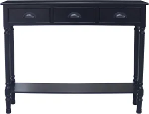 Urbanest Modern Burlington Console Table with 3 Drawers (Solid Wood, Black)