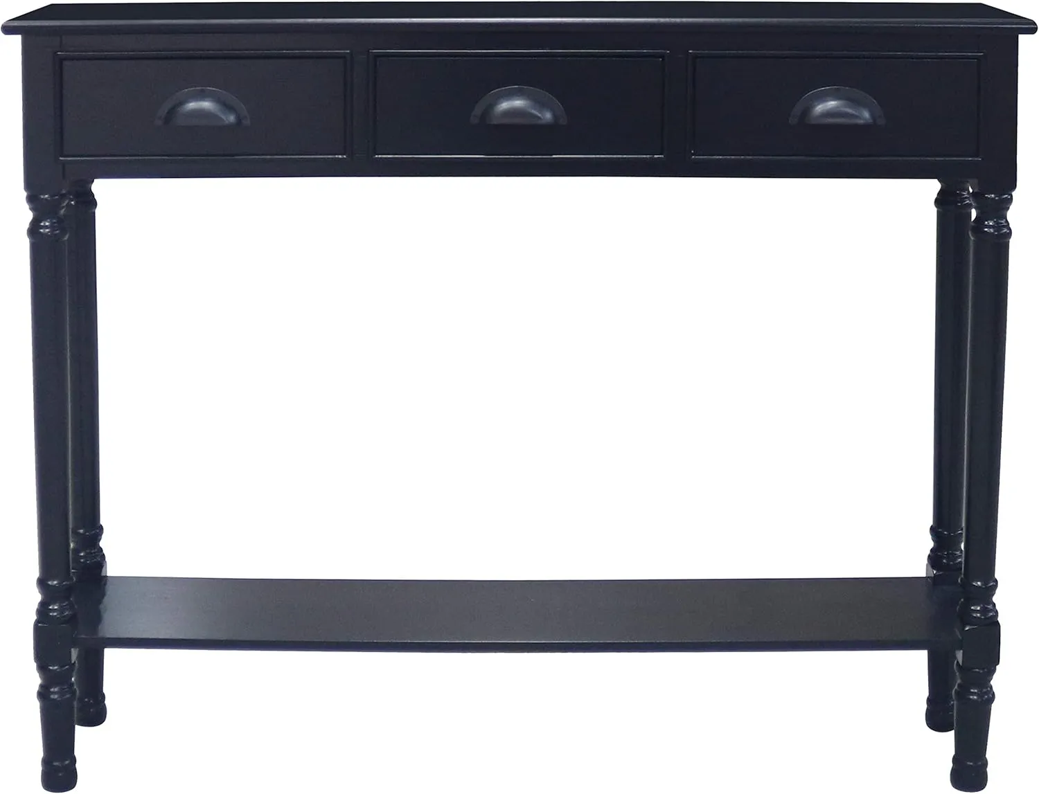 Urbanest Modern Burlington Console Table with 3 Drawers (Solid Wood, Black)