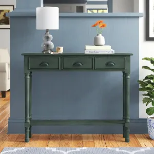 Urbanest Modern Burlington Console Table with 3 Drawers (Solid Wood, Peacock Green)