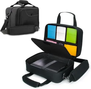 USA Gear Card Deck Storage Bag Compatible with TCG and CCG Deck Games - Card Protector Bag with Padded Shoulder Strap, Customizable Interior, Weather Resistant - Fits Boxes and Loose Cards - Black