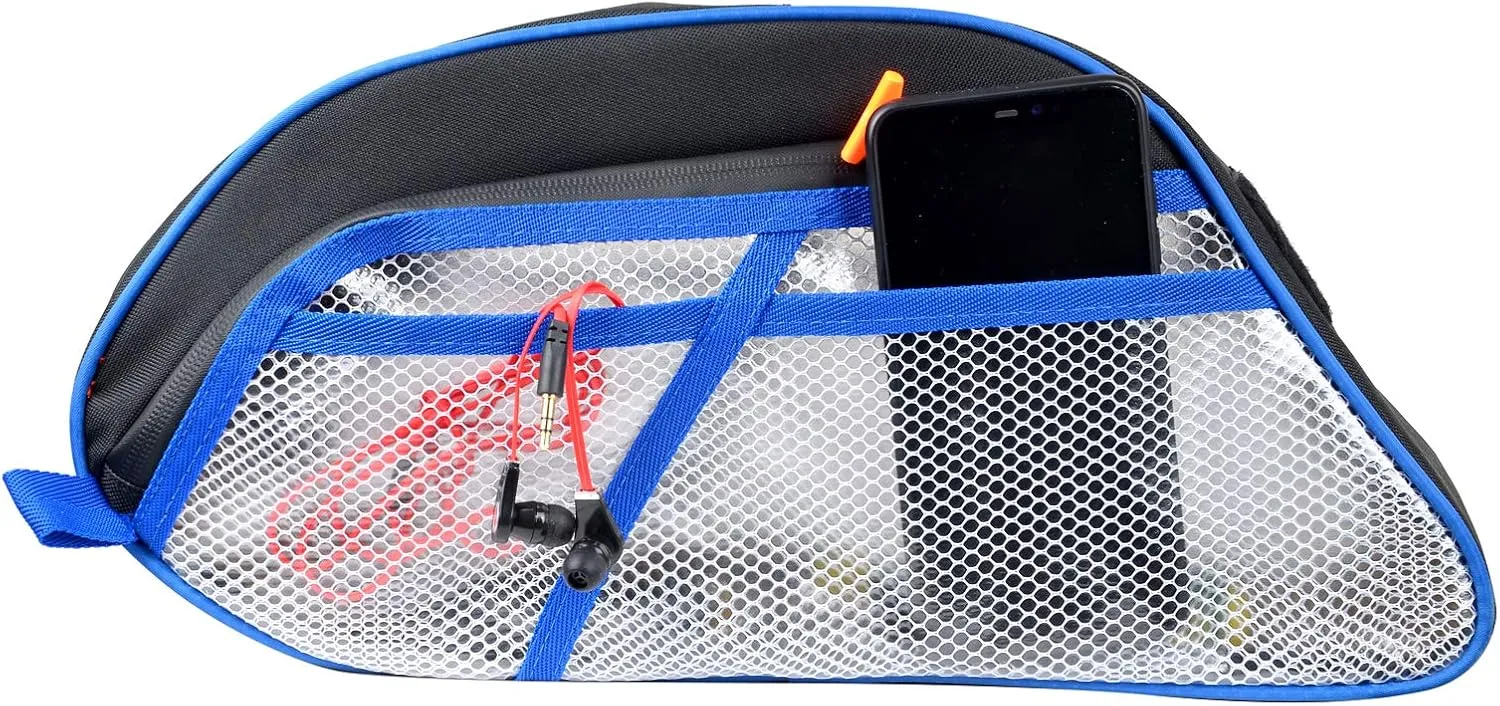 UTV Center Console Storage Bag with Double Side Zippers, Compatible with Polaris General 1000/1000-4/General XP 1000 2016-2025 (Blue Piping)