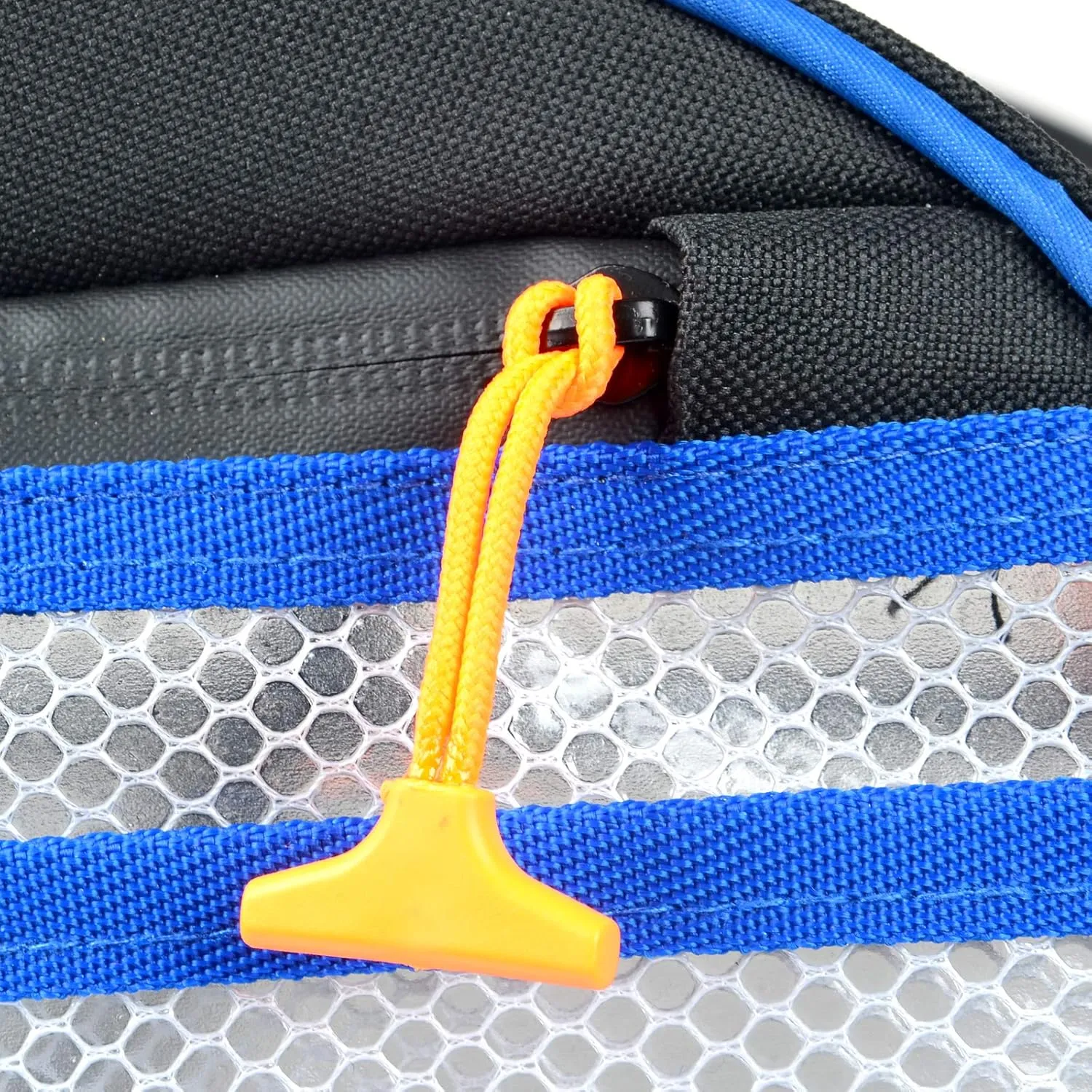 UTV Center Console Storage Bag with Double Side Zippers, Compatible with Polaris General 1000/1000-4/General XP 1000 2016-2025 (Blue Piping)