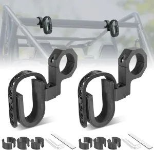 UTV Hunting Tool Rack Holder Utility Roll Bar Shovel Bow Brackets Fit for 1”-2” Roll Bar UTV Hunting Accessories for Polaris Ranger RZR Can-Am Maverick X3/Sport/Defender Glof Cart