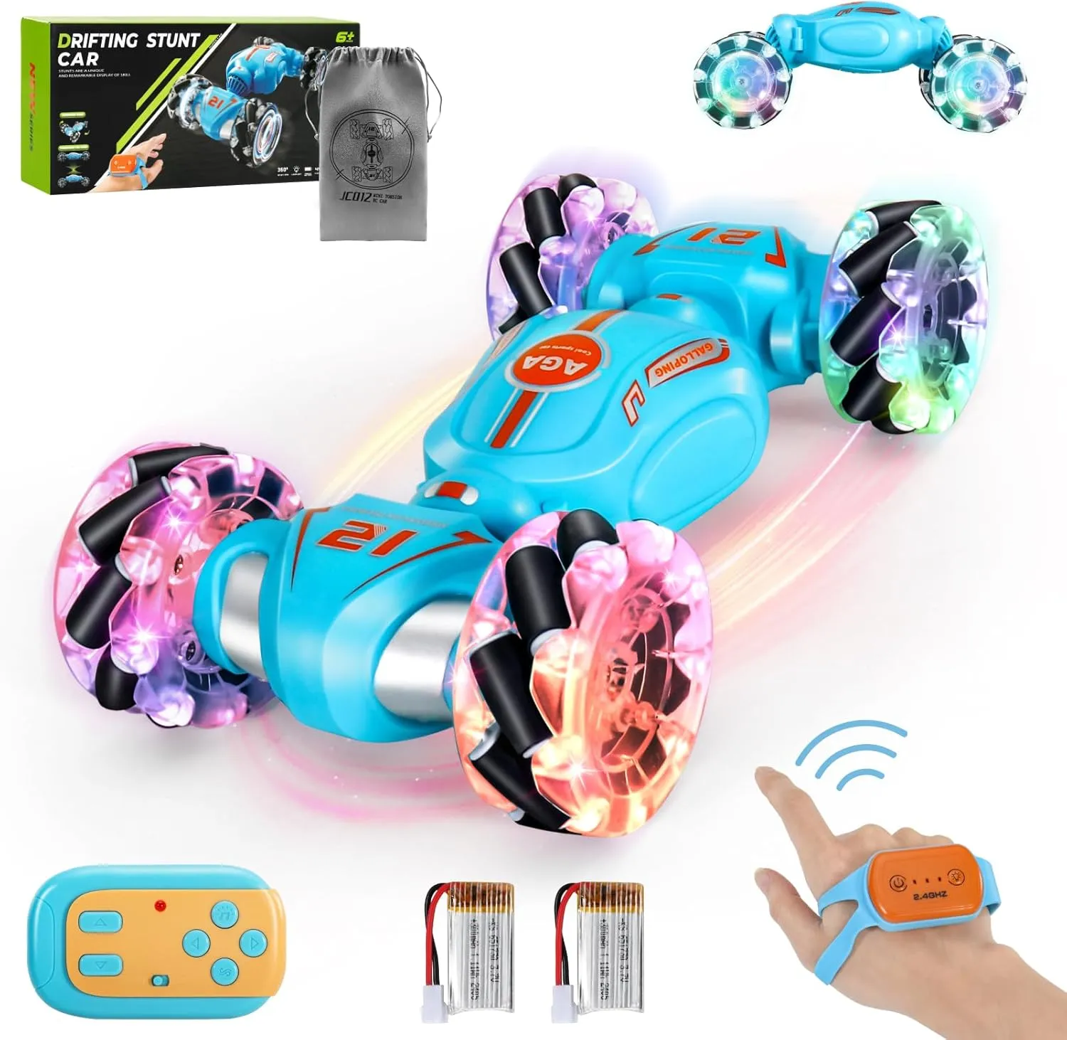 VANLINNY Gesture Sensing RC Stunt Car,Toys for Ages 5-7,Remote Control Car with Lights,Coolest Tech Gifts for Boys/Girls,4WD Hand Controlled Twist/Storage Bag/2 Batteries,Kids Xmas Gift
