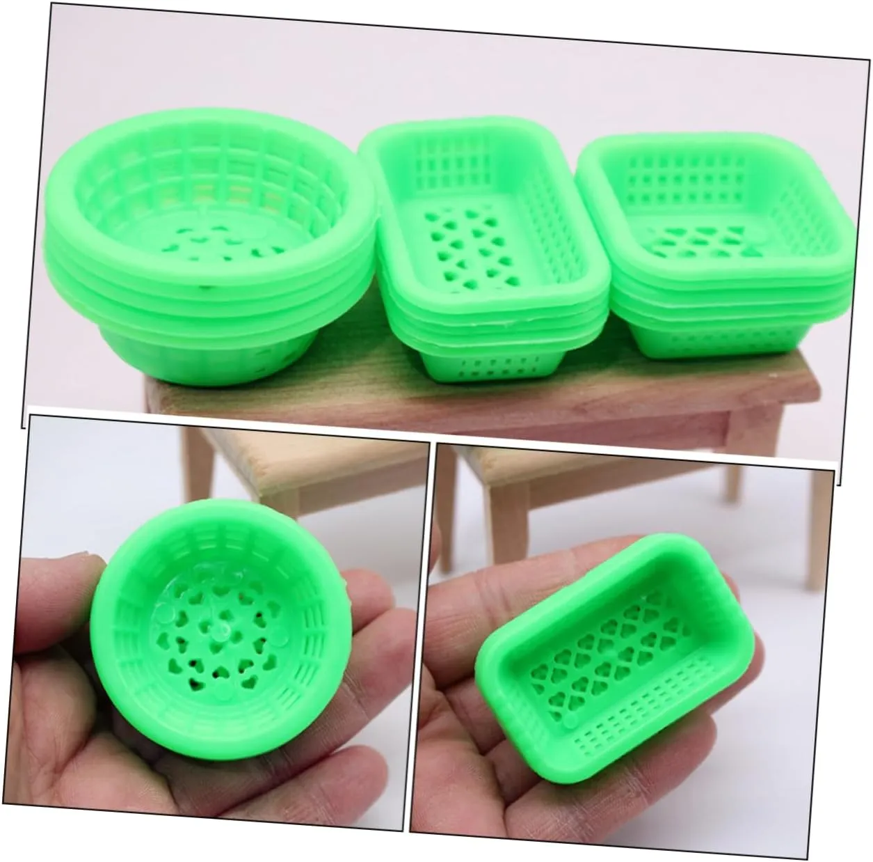 VANZACK 5sets Abs Material Miniature Dollhouse Fairy Basket Decorative Mini Storage Basket for Dollhouse Accessory 30pcs*5
