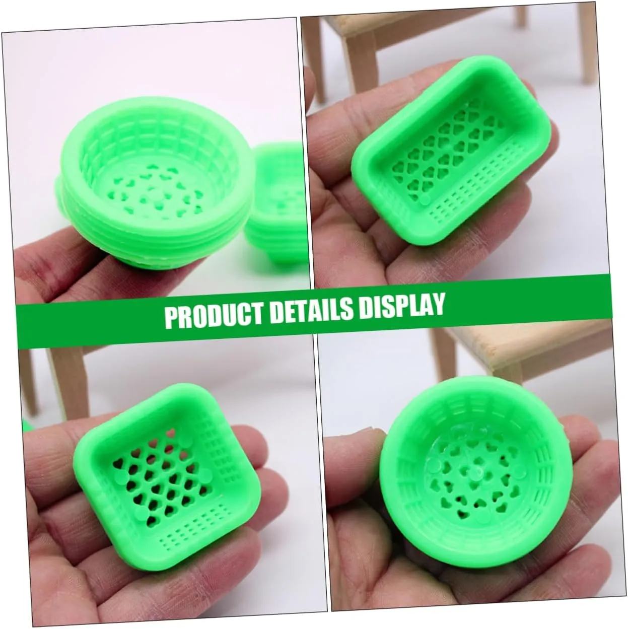 VANZACK 5sets Abs Material Miniature Dollhouse Fairy Basket Decorative Mini Storage Basket for Dollhouse Accessory 30pcs*5