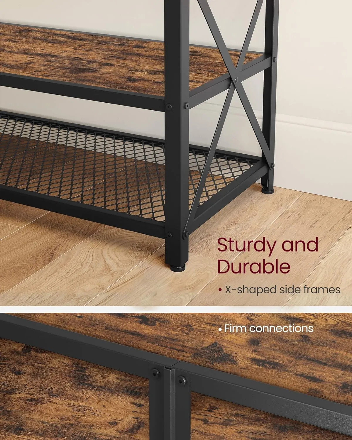 VASAGLE TV Stand, Console for TVs Up to 75 Inches, 70.1 Inches Width, Cabinet with Storage Shelves, Steel Frame, for Living Room, Bedroom, Rustic Brown and Black ULTV096B01V1