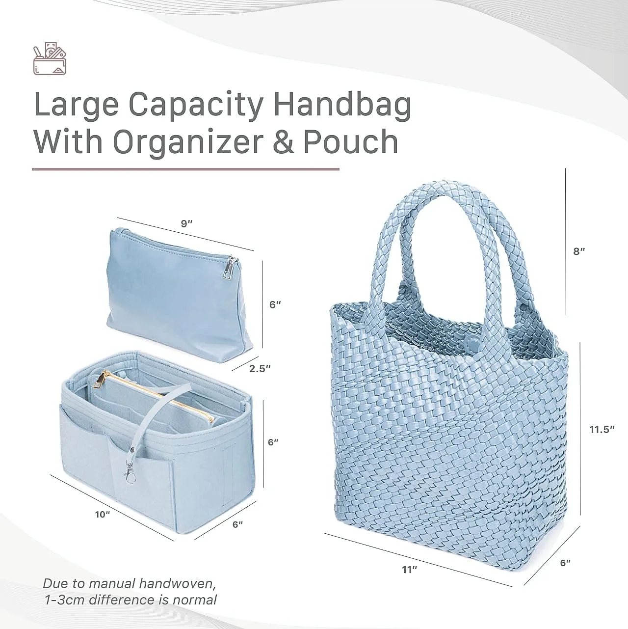 Vegan Leather Hand Woven Tote Bag for Women