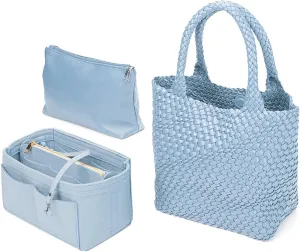 Vegan Leather Hand Woven Tote Bag for Women