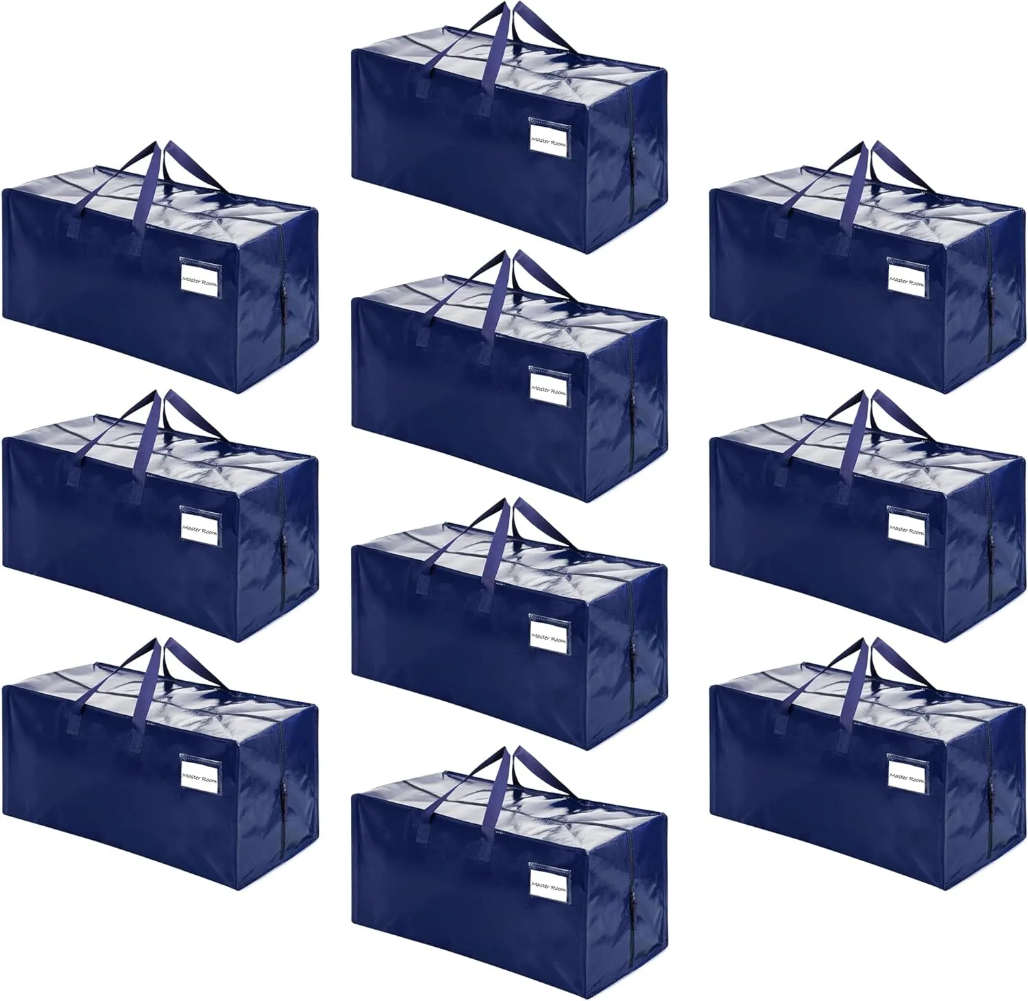 VENO 10 Pack Moving Bags w/Backpack Straps, Heavy Duty, Moving Boxes Alternative, Packing Supplies, Large Storage Totes for Dorm Room Essentials with Zipper for Clothes (Blue, 10 Pack)