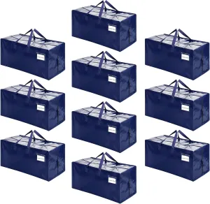 VENO 10 Pack Moving Bags w/Backpack Straps, Heavy Duty, Moving Boxes Alternative, Packing Supplies, Large Storage Totes for Dorm Room Essentials with Zipper for Clothes (Blue, 10 Pack)