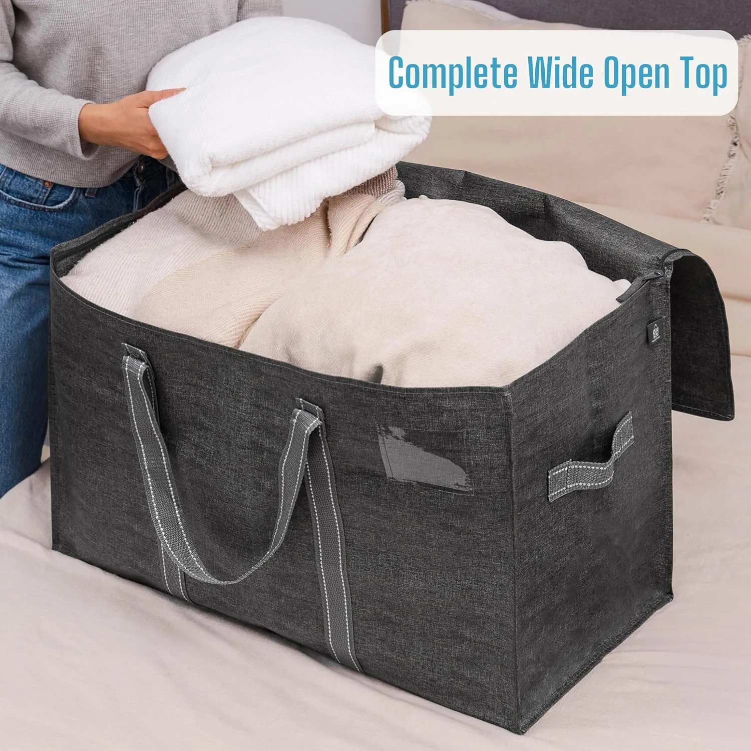 VENO 2 Pack Moving Bags, Heavy Duty, Moving Boxes Alternative, Packing Storage Supplies for Dorm Room Essentials with Zipper for Clothes, Extra Large Totes for Packaging (Dark Gray, 2 Pack)