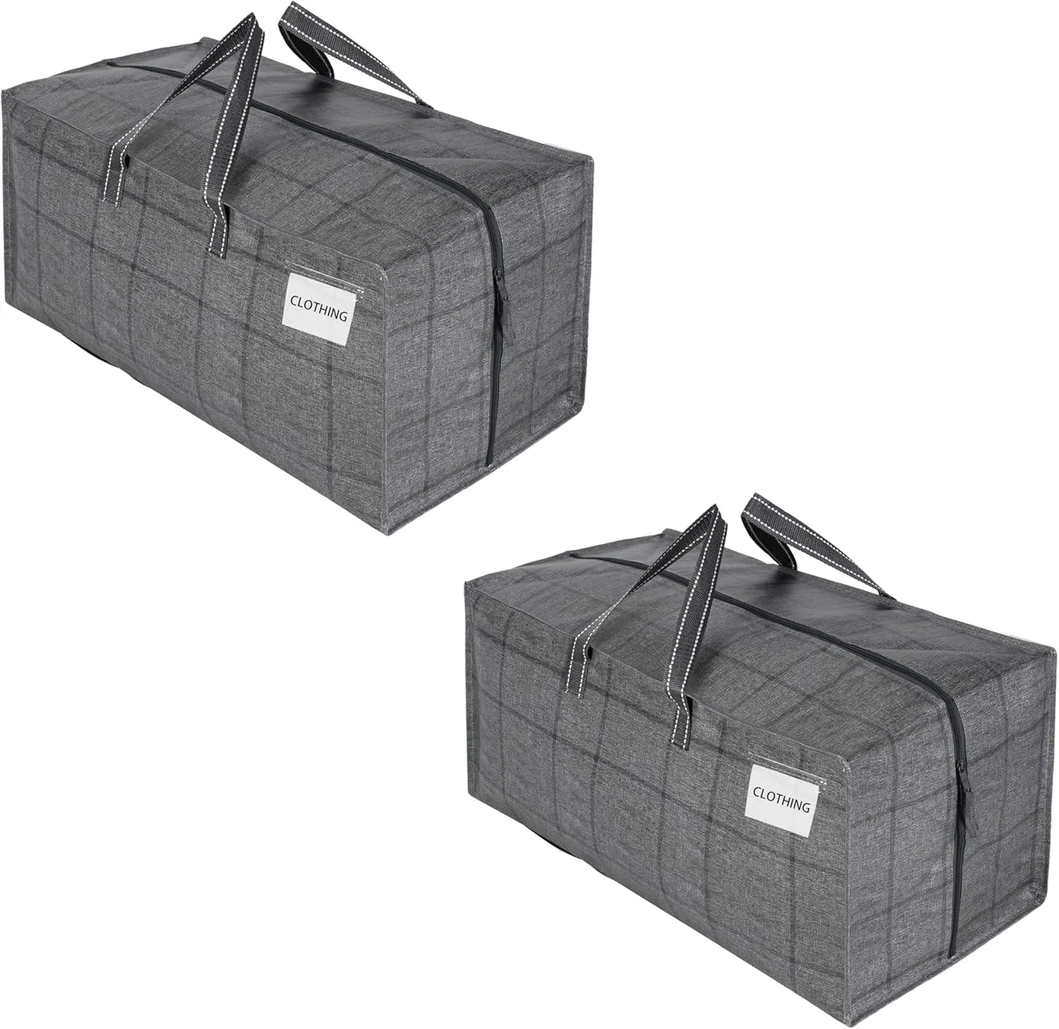 VENO 2 Pack Moving Bags w/Backpack Straps, Heavy Duty, Moving Boxes Alternative, Packing Supplies, Large Storage Totes for Dorm Room Essentials with Zipper for Clothes (Windowpane, 2 Pack)