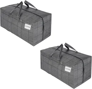 VENO 2 Pack Moving Bags w/Backpack Straps, Heavy Duty, Moving Boxes Alternative, Packing Supplies, Large Storage Totes for Dorm Room Essentials with Zipper for Clothes (Windowpane, 2 Pack)