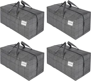 VENO 4 Pack Moving Bags w/Backpack Straps, Heavy Duty, Moving Boxes Alternative, Packing Supplies, Large Storage Totes for Dorm Room Essentials with Zipper for Clothes (Windowpane, 4 Pack)