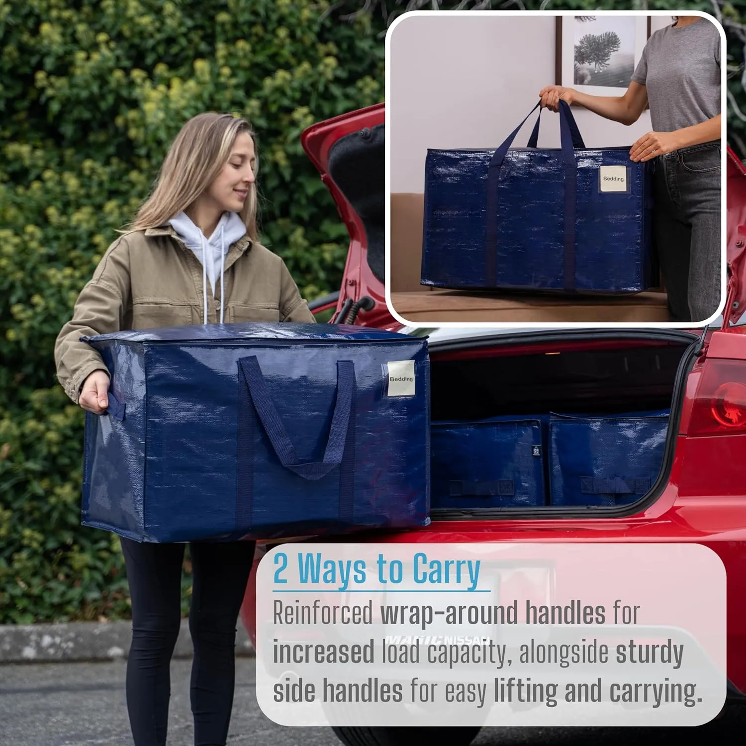 VENO 6 Pack Moving Bags, Heavy Duty, Moving Boxes Alternative, Packing Storage Supplies for Dorm Room Essentials with Zipper for Clothes, Extra Large Totes for Packaging (Blue, 6 Pack)