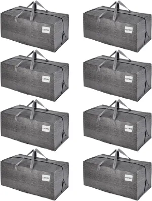 VENO 8 Pack Moving Bags w/Backpack Straps, Heavy Duty, Moving Boxes Alternative, Packing Supplies, Large Storage Totes for Dorm Room Essentials with Zipper for Clothes (Gray, 8 Pack)