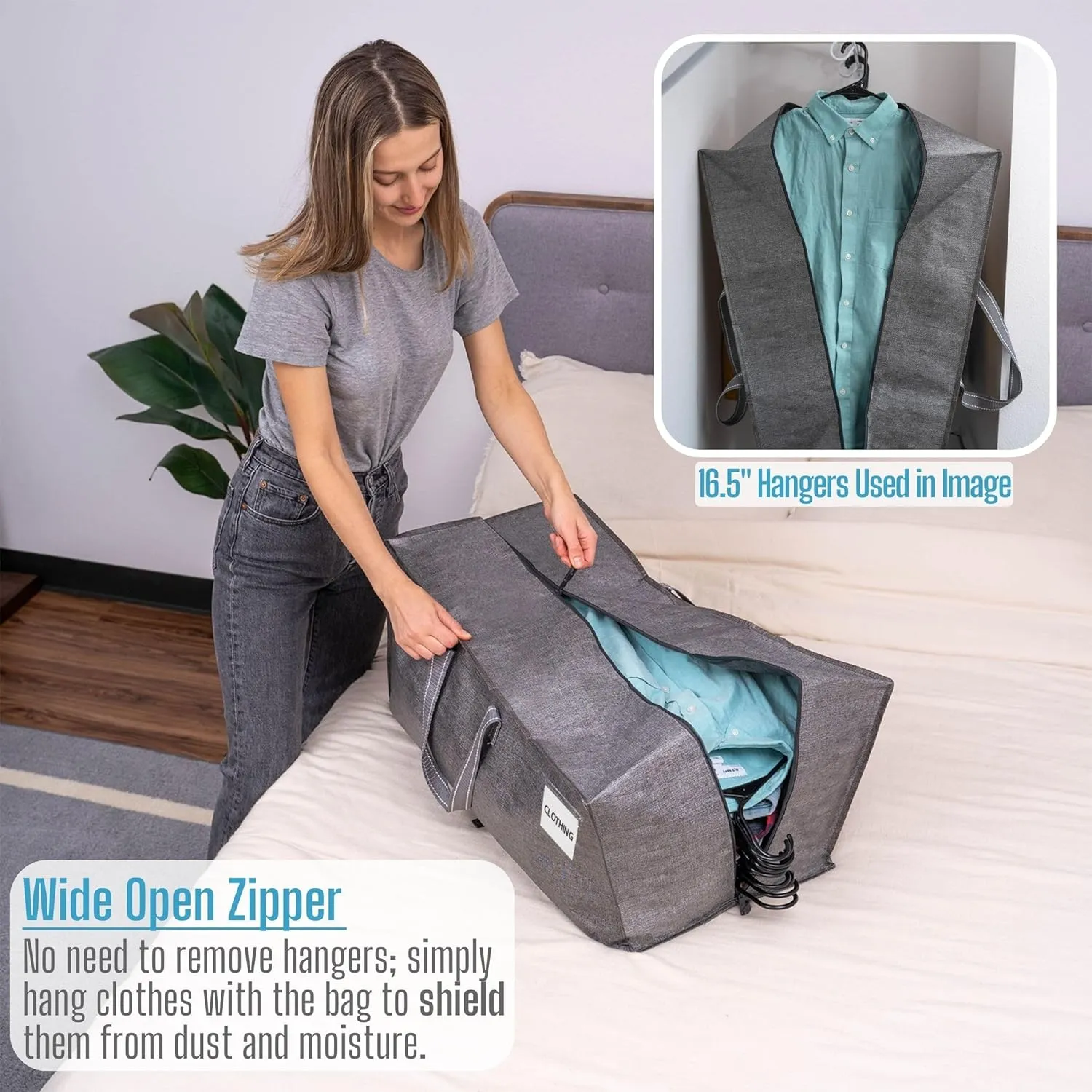 VENO 8 Pack Moving Bags w/Backpack Straps, Heavy Duty, Moving Boxes Alternative, Packing Supplies, Large Storage Totes for Dorm Room Essentials with Zipper for Clothes (Gray, 8 Pack)