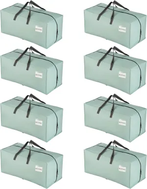 VENO 8 Pack Moving Bags w/Backpack Straps, Heavy Duty, Moving Boxes Alternative, Packing Supplies, Large Storage Totes for Dorm Room Essentials with Zipper for Clothes (Light Green Matte, 8 Pack)