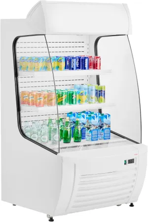 VEVOR Open Air Merchandiser, 2-Tier Shelving Commercial Refrigerator, Grab and Go Display Cooler Refrigerator with Air Curtain, LED Advertising Light, Fits for Restaurants, Stores, Office, 12.7cu.ft.