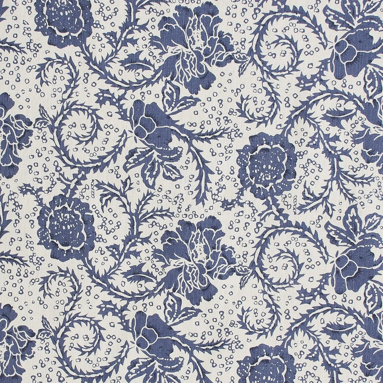 VHC Brands Dorset, Farmhouse Bed Skirt Dust Ruffle, Floral, Queen, Navy, 60x80x16
