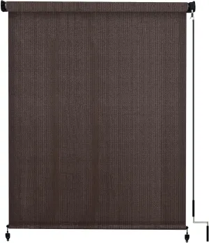 VICLLAX Outdoor Roller Shade, Patio Cordless Blinds Roll Up Shade 6x6FT, Chocolate