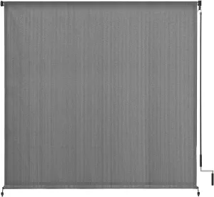 VICLLAX Outdoor Roller Shade, Patio Cordless Blinds Roll Up Shade (8' W X 8' L), Grey