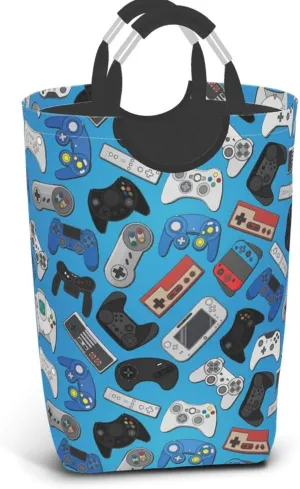 Video Game Controller Background Laundry Basket with Handles Laundry Hamper Toys Storage Organizer Foldable Bucket Washing Bin Dirty Clothes Bag for Home Bathroom Bedroom Dorm