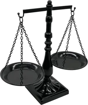Vintage Metal Libra Jewelry Towers Display Cosmetic Organizer Storage, Scale Centerpiece Stand, Antique Jewelry Storage, Farmhouse Candleholder Display – Black, 12“ W x 12“ H