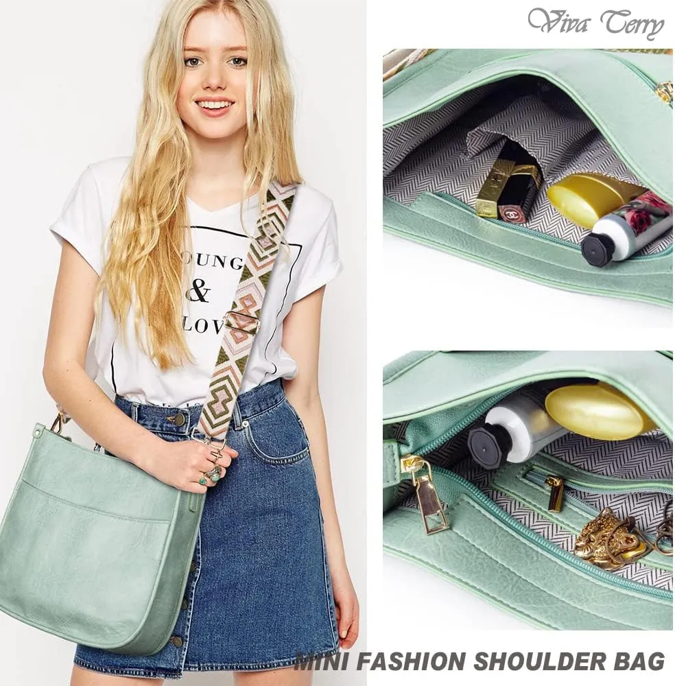 Viva Terry Vegan Leather Crossbody Fashion Shoulder Bag Purse with Adjustable Strap