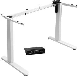 VIVO Electric Standing Desk Frame, Rear-Set Legs, Single Motor Memory Controller Height Adjustment, Frame Only, White, DESK-100E-RW