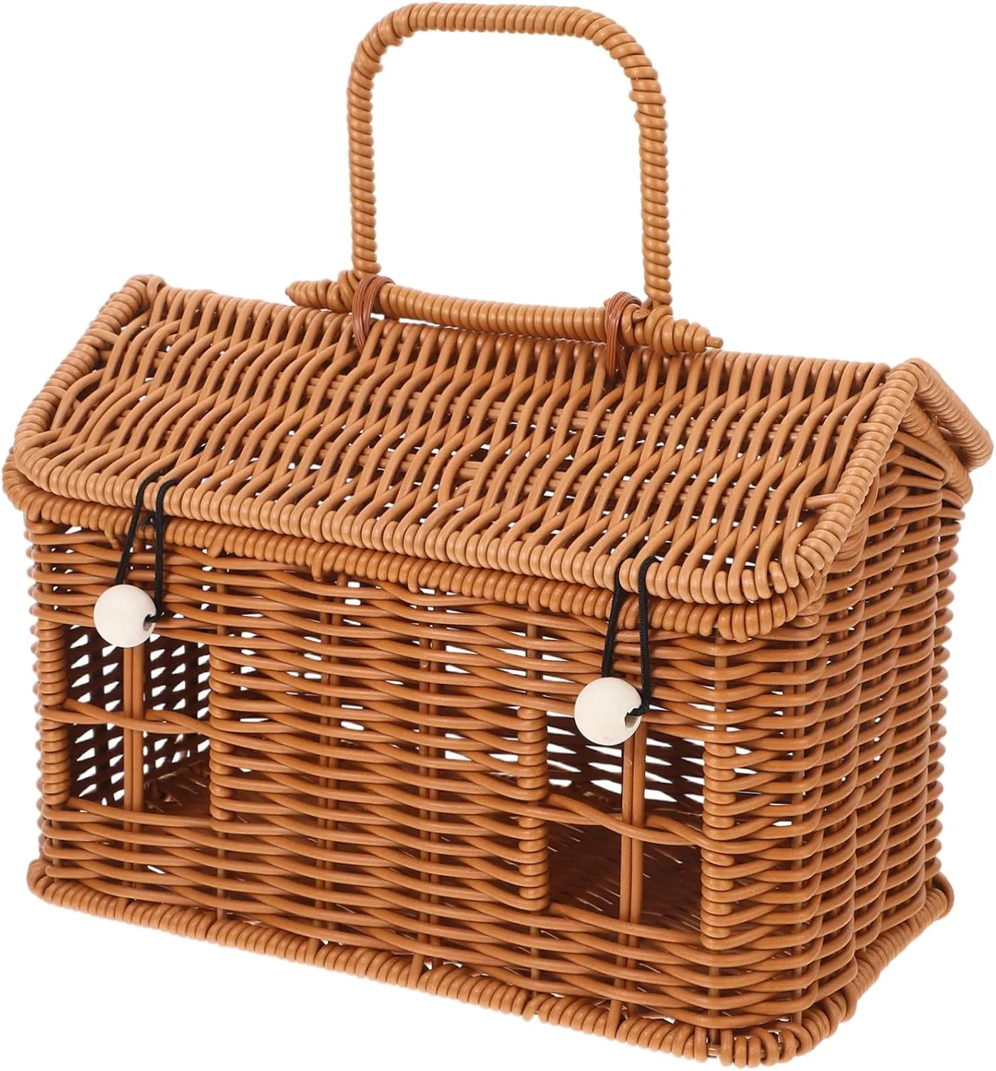 VOSAREA Me Easter Basket Hand Woven Rattan House Shape Decorative Storage Box for Home Office