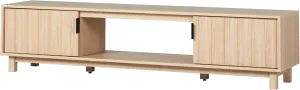 Walker Edison Walton Modern Fluted-Door Low TV Stand for TVs up to 80 Inches, 70 Inch, Coastal Oak